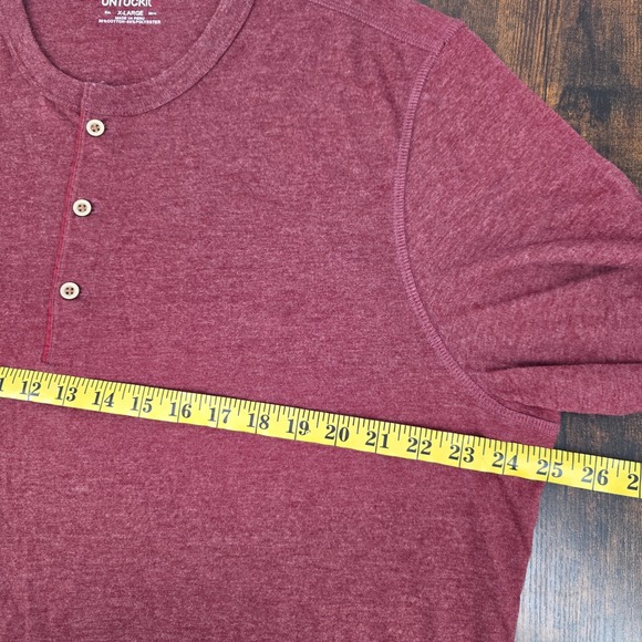 UNTUCKit Albarino Henley Shirt Mens XL Burgundy Red Long Sleeve 02078 Regular - Picture 6 of 7